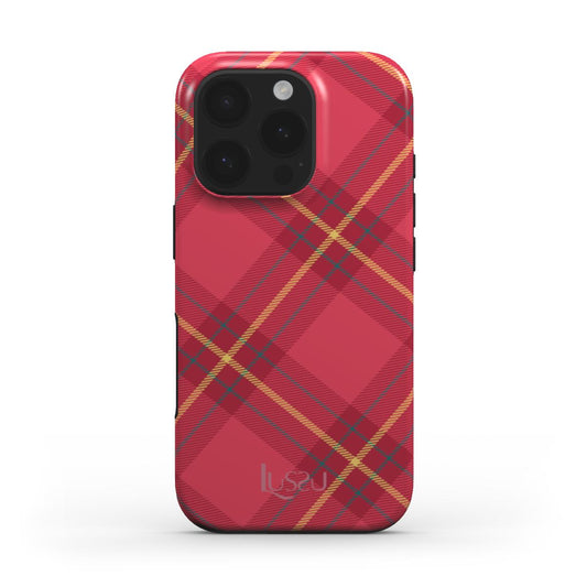 Diamond Shield Case - Cranberry Plaid