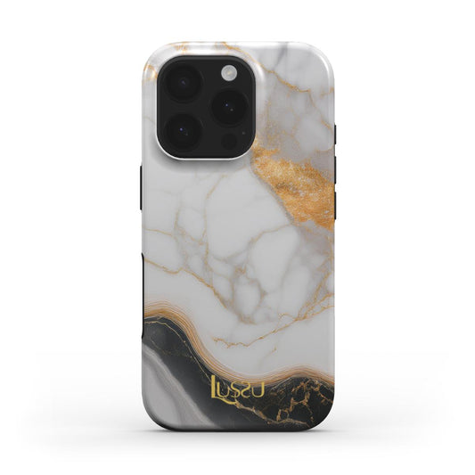 Diamond Shield Case - Gilded Marble Waves