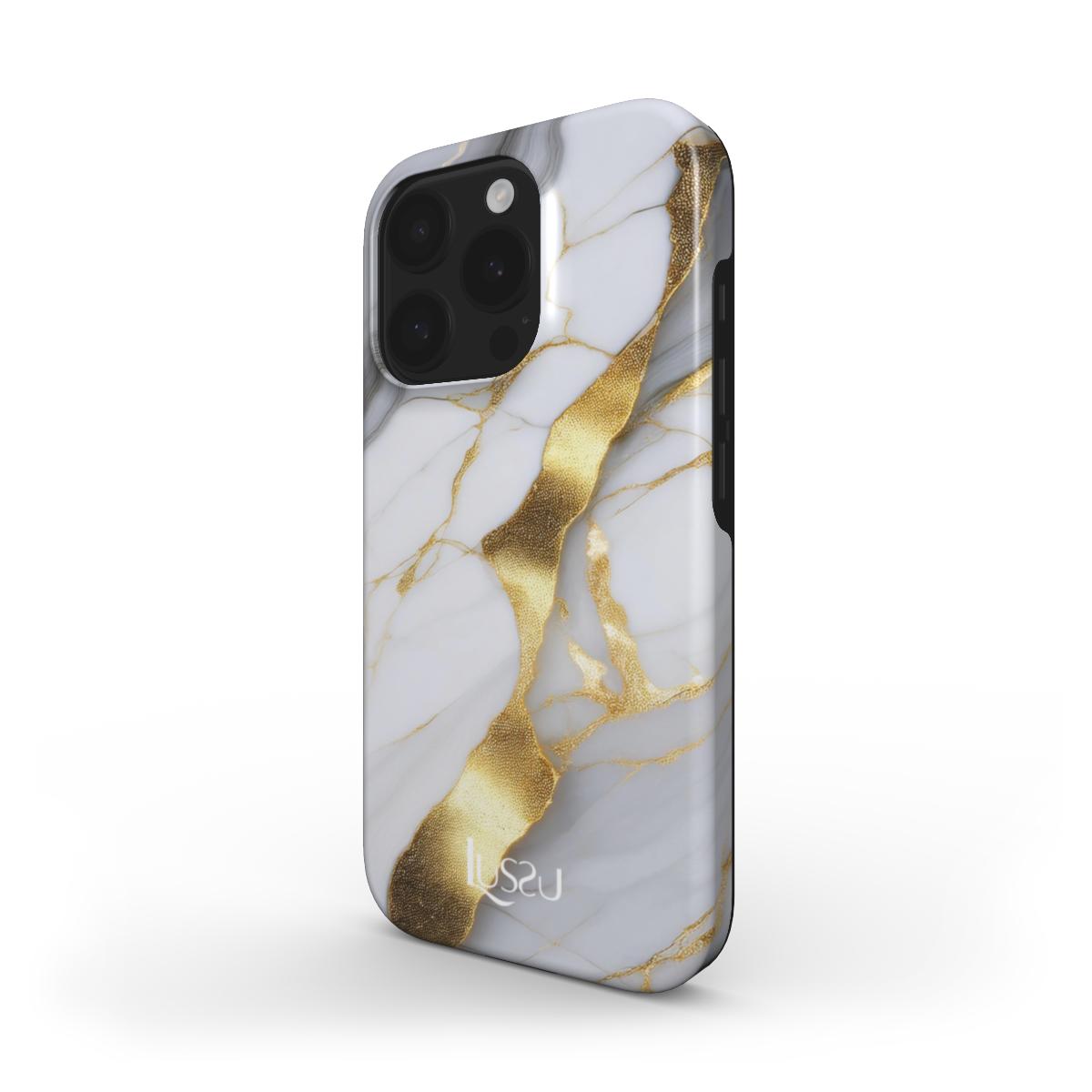 Diamond Shield Case - Golden Marble Symphony