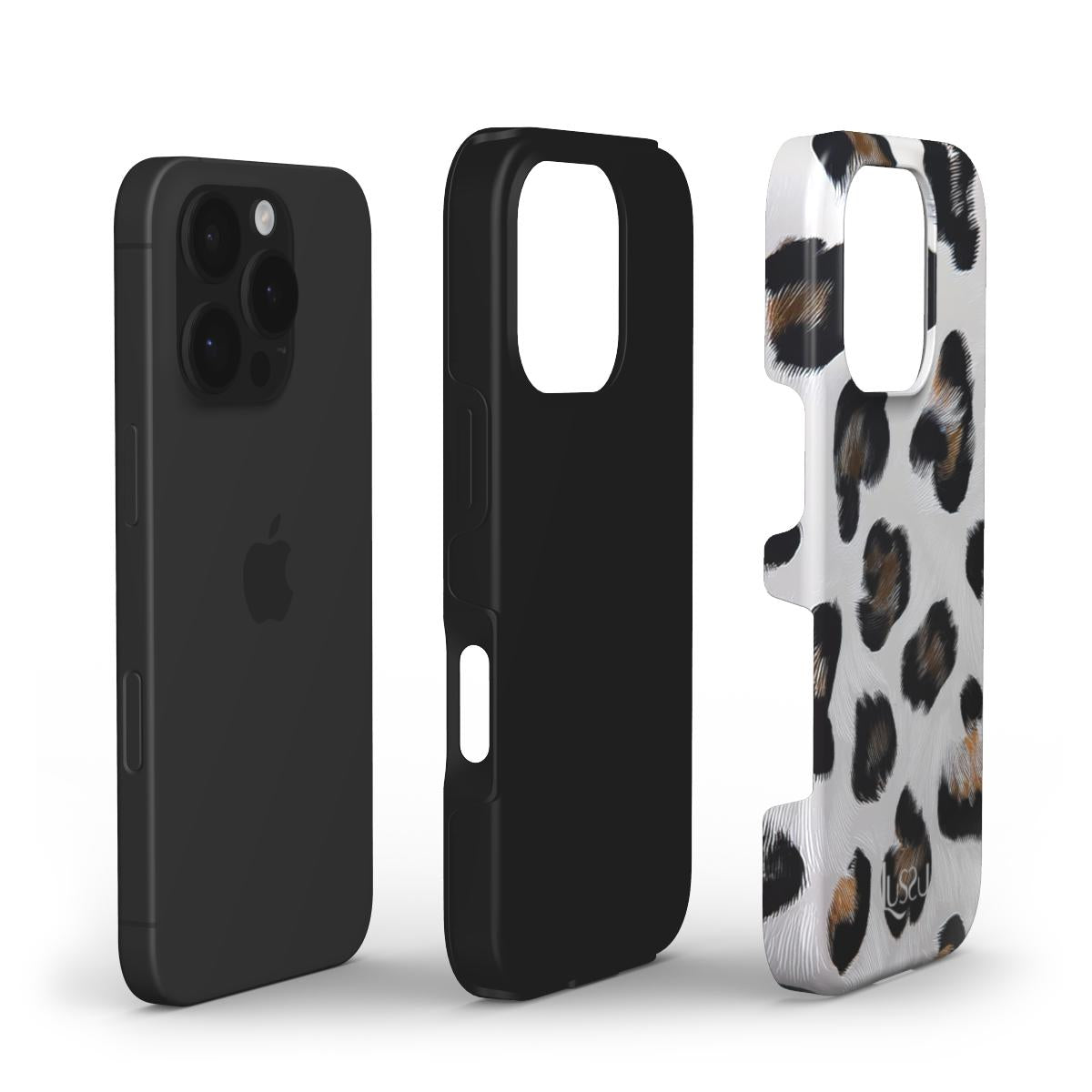 Diamond Shield Case - White Leopard Luxe