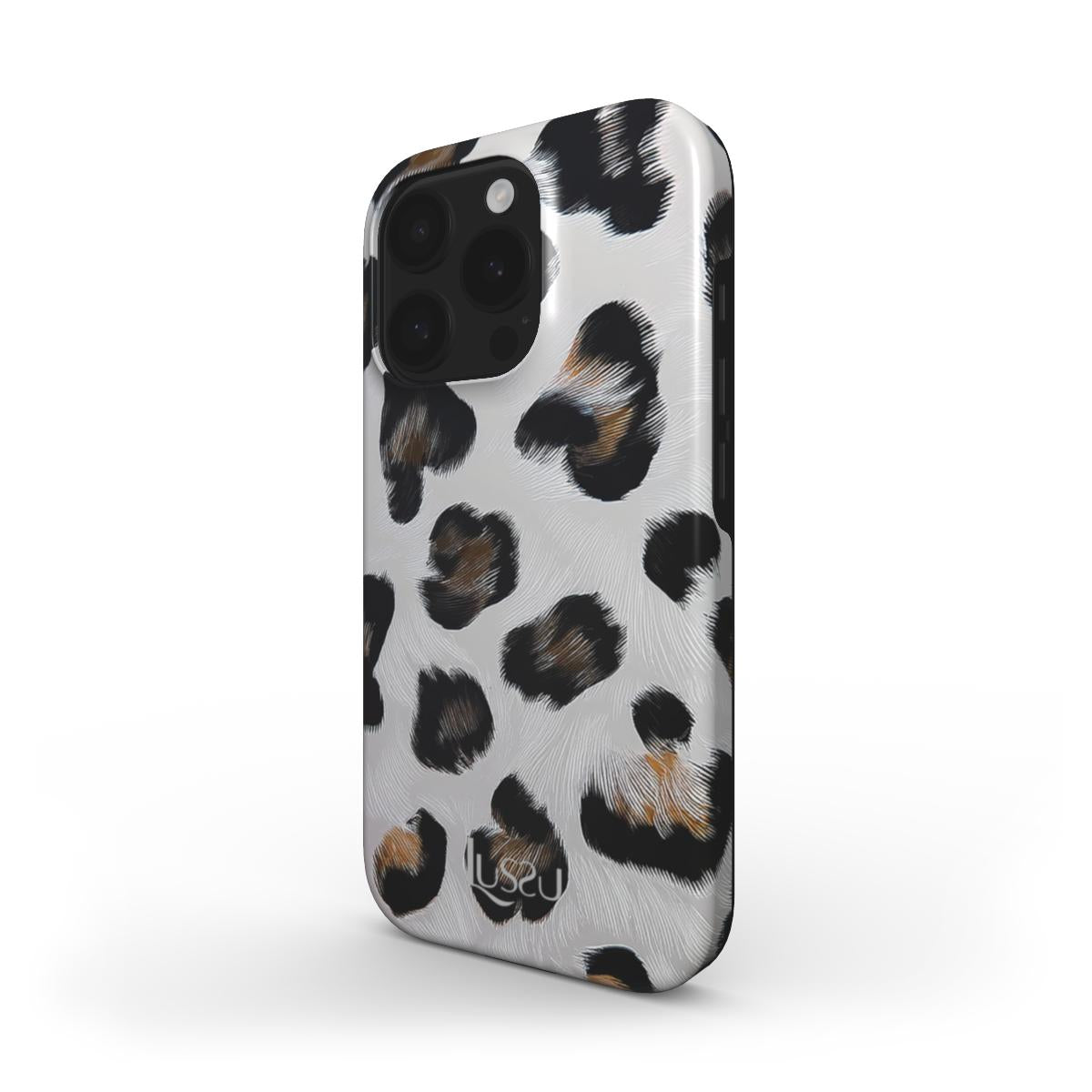 Diamond Shield Case - White Leopard Luxe