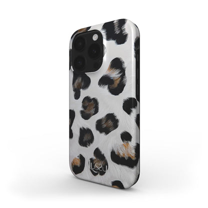 Diamond Shield Case - White Leopard Luxe