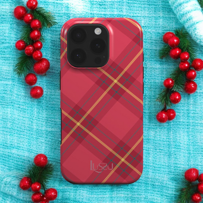 Diamond Shield Case - Cranberry Plaid